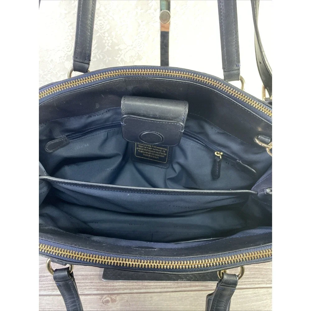 Coach 36879 Stamped Snakeskin Stanton Carryall‎ Navy Leather Handbag